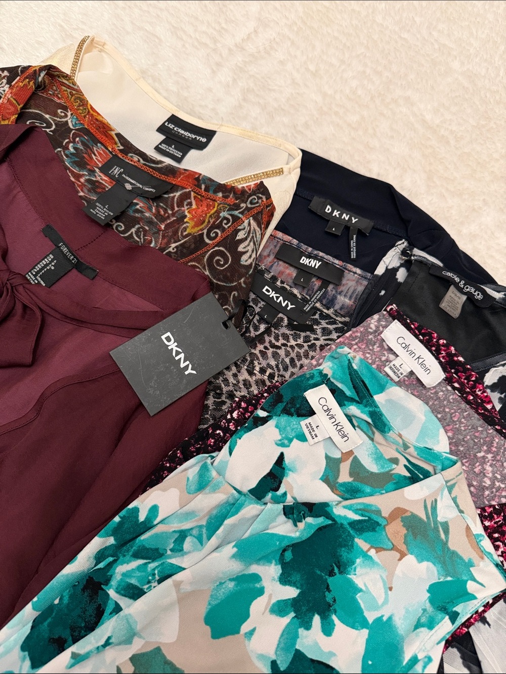 Women's Large Bundle Lot of 9 Career Style Blouses - CK, DKNY, Liz Clairborne - Picture 15 of 16